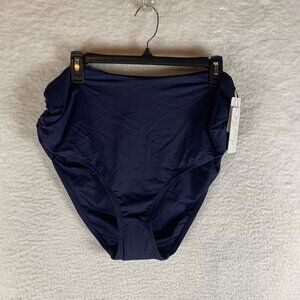 Anne Cole Bikini Bottoms Women's 18W Navy Blue Nylon Stretch‎ High-Waist S9433